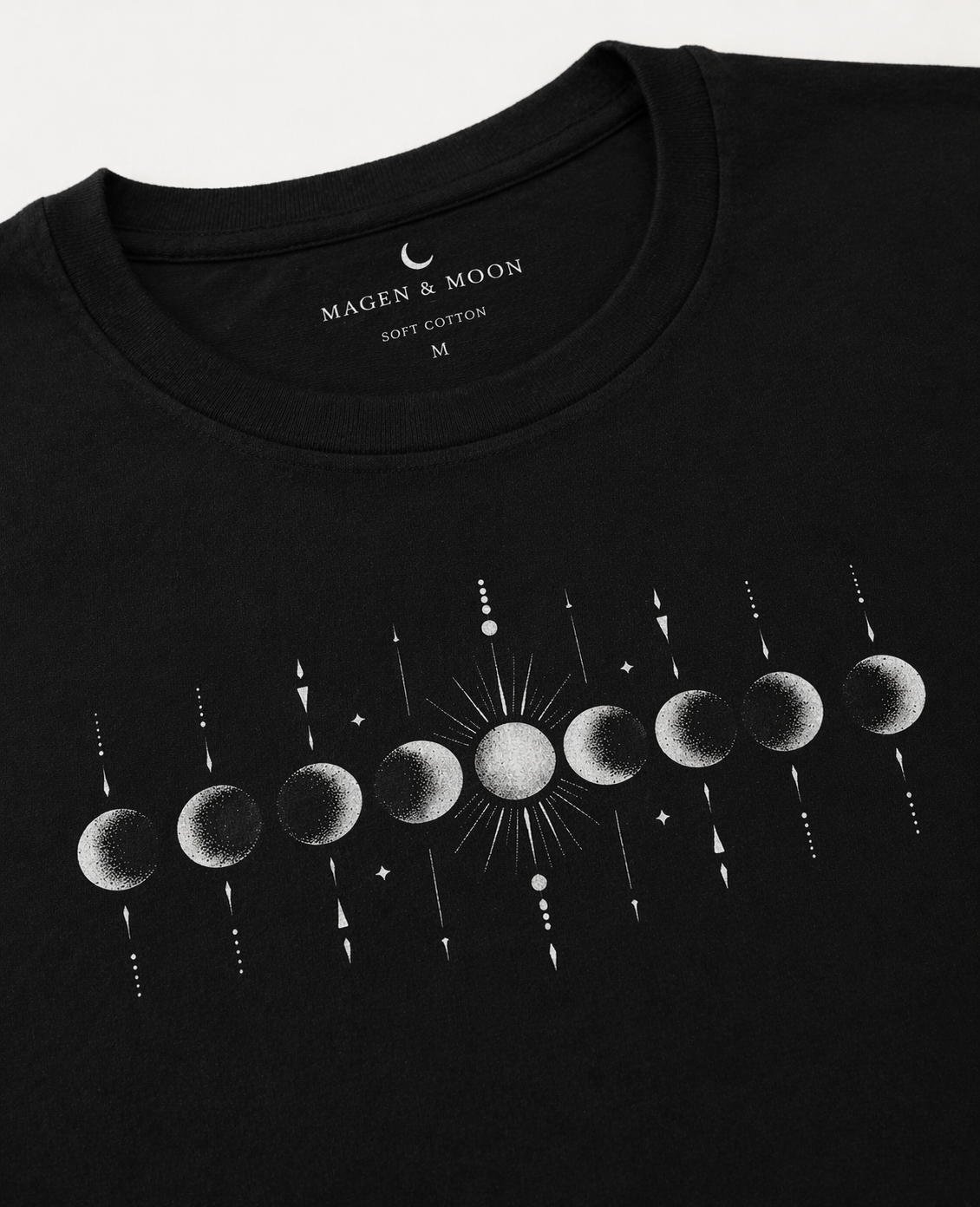 Moon Phase Silver Tee | Celestial Minimalist T-Shirt for Women