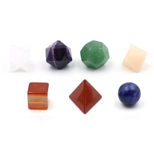7 Sacred Geometry Crystal Set | Healing Stones for Manifestation, Meditation & Home Energy